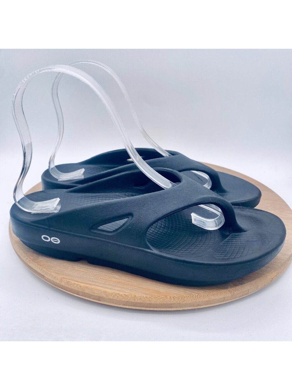 Oofos Shoes Womens 9 40 Black Rubber OOlala Comfort Recovery Wedge Flip Flops